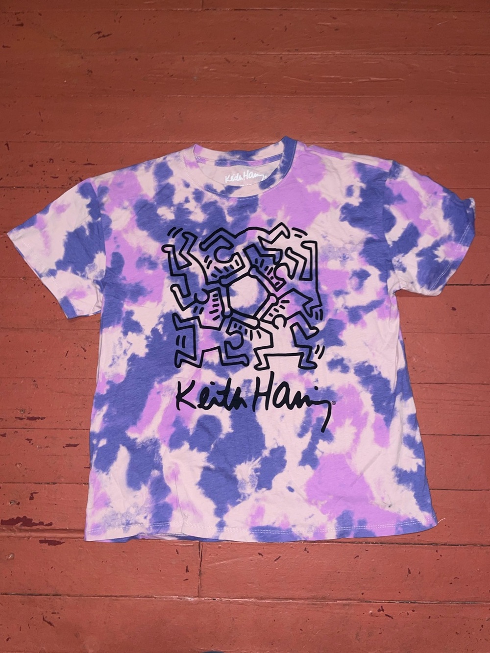 Keith harring Tie-Dye Graphic Tee in Purple & Pink